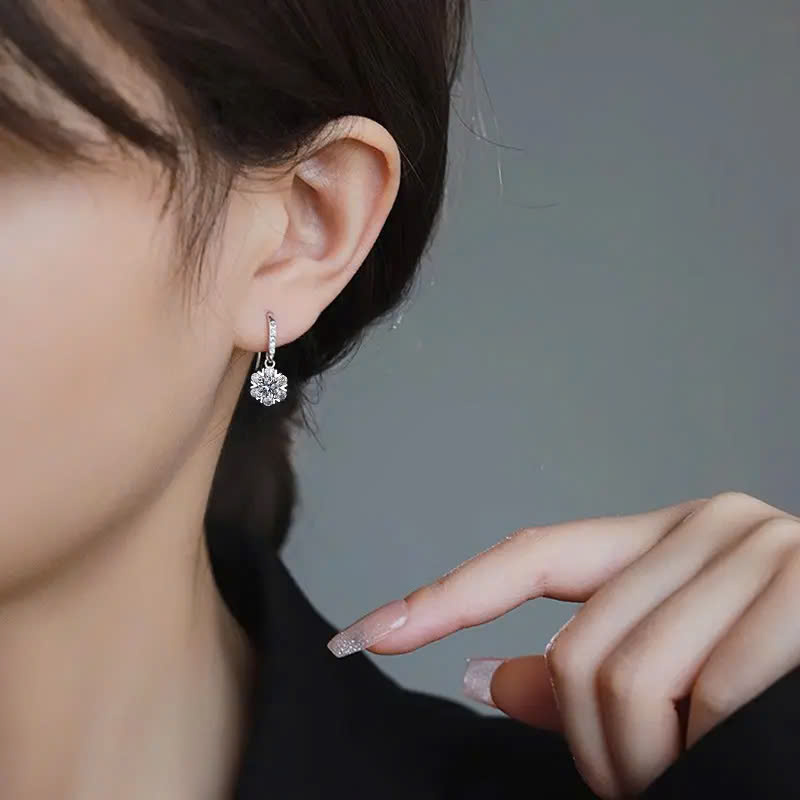 Bông Tai ESME ESXEZ042 Kim Cương Đá Moissanite Bạc 925 Xi Kim 5 lớp