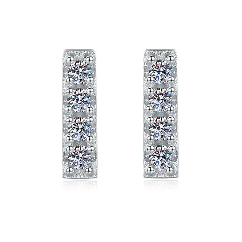 Bông Tai ESME ESES0064 Kim Cương Đá Moissanite Bạc 925 Xi Kim 5 lớp