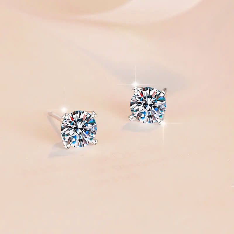 Bông Tai ESME ESES0066 Kim Cương Đá Moissanite Bạc 925 Xi Kim 5 lớp