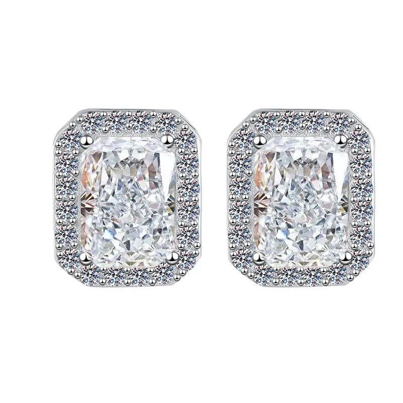 Bông Tai ESME ESES0071 Kim Cương Đá Moissanite Bạc 925 Xi Kim 5 lớp