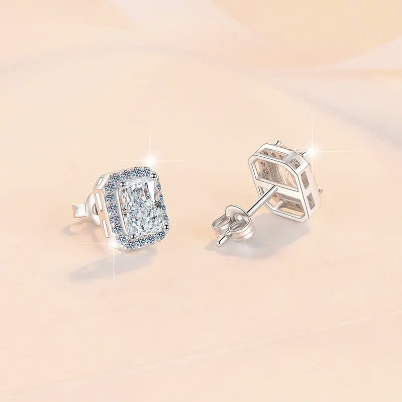 Bông Tai ESME ESES0071 Kim Cương Đá Moissanite Bạc 925 Xi Kim 5 lớp