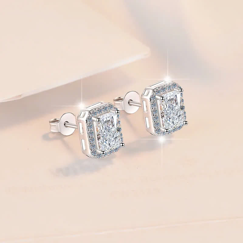 Bông Tai ESME ESES0071 Kim Cương Đá Moissanite Bạc 925 Xi Kim 5 lớp