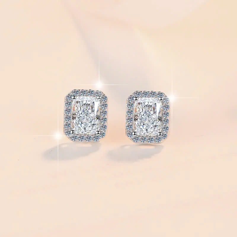 Bông Tai ESME ESES0071 Kim Cương Đá Moissanite Bạc 925 Xi Kim 5 lớp