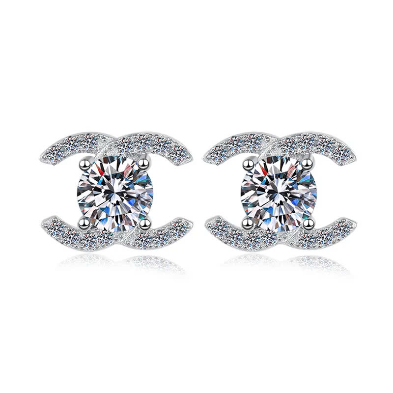 Bông Tai ESME ESES0069 Kim Cương Đá Moissanite Bạc 925 Xi Kim 5 lớp