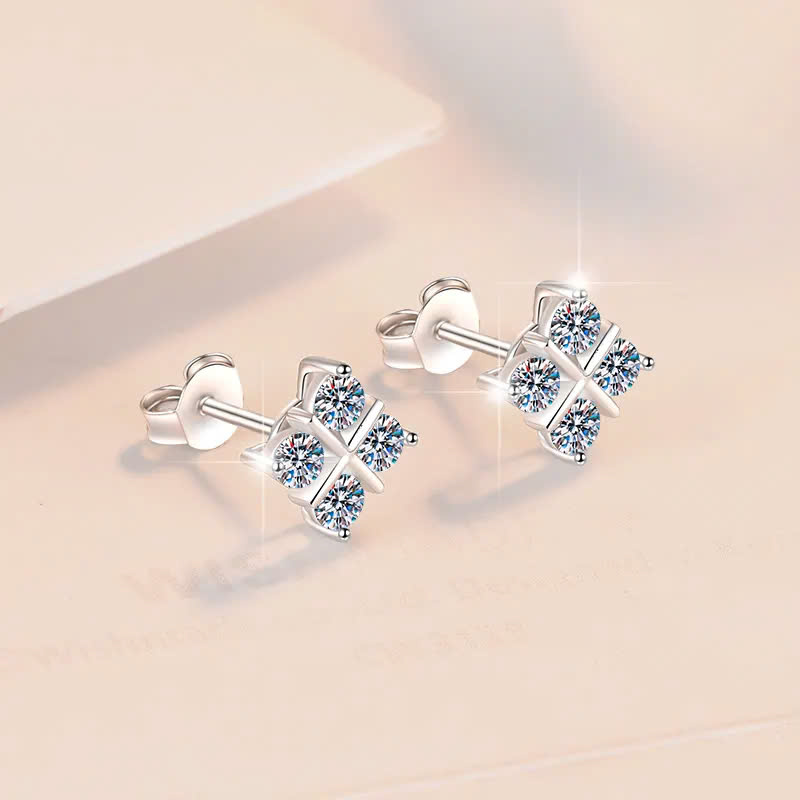 Bông Tai ESME ESES0070 Kim Cương Đá Moissanite Bạc 925 Xi Kim 5 lớp