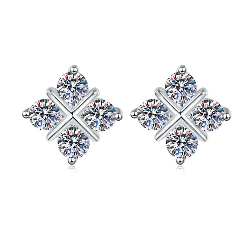 Bông Tai ESME ESES0070 Kim Cương Đá Moissanite Bạc 925 Xi Kim 5 lớp