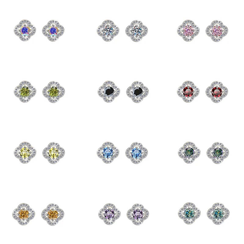 Bông Tai ESME ESES008C Kim Cương Đá Moissanite Bạc 925 Xi Kim 5 lớp
