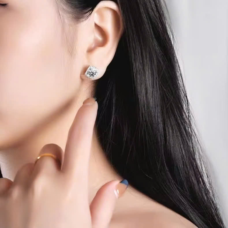 Bông Tai ESME ESES006C Kim Cương Đá Moissanite Bạc 925 Xi Kim 5 lớp