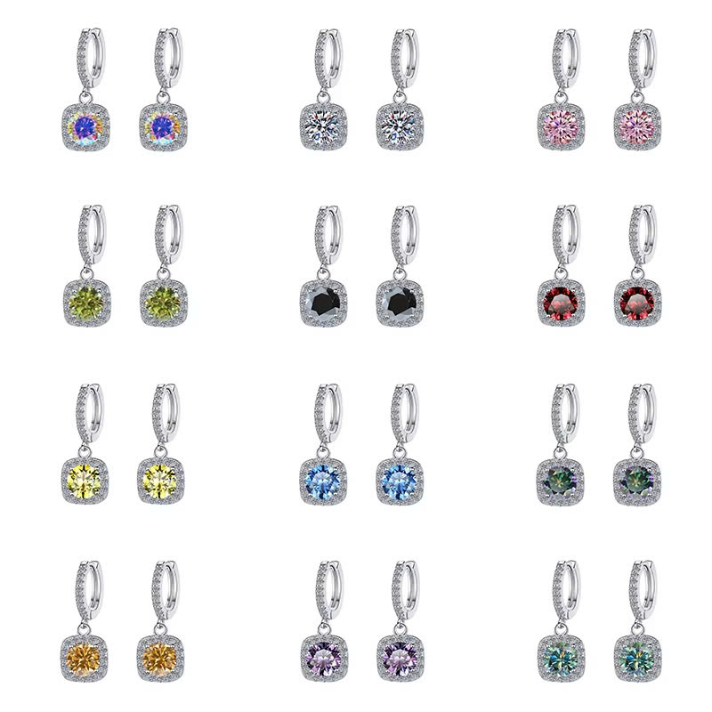 Bông Tai ESME ESES004C Kim Cương Đá Moissanite Bạc 925 Xi Kim 5 lớp