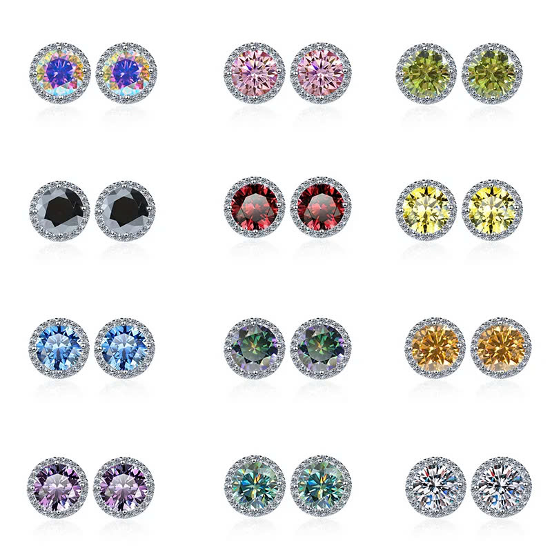 Bông Tai ESME ESES011C Kim Cương Đá Moissanite Bạc 925 Xi Kim 5 lớp