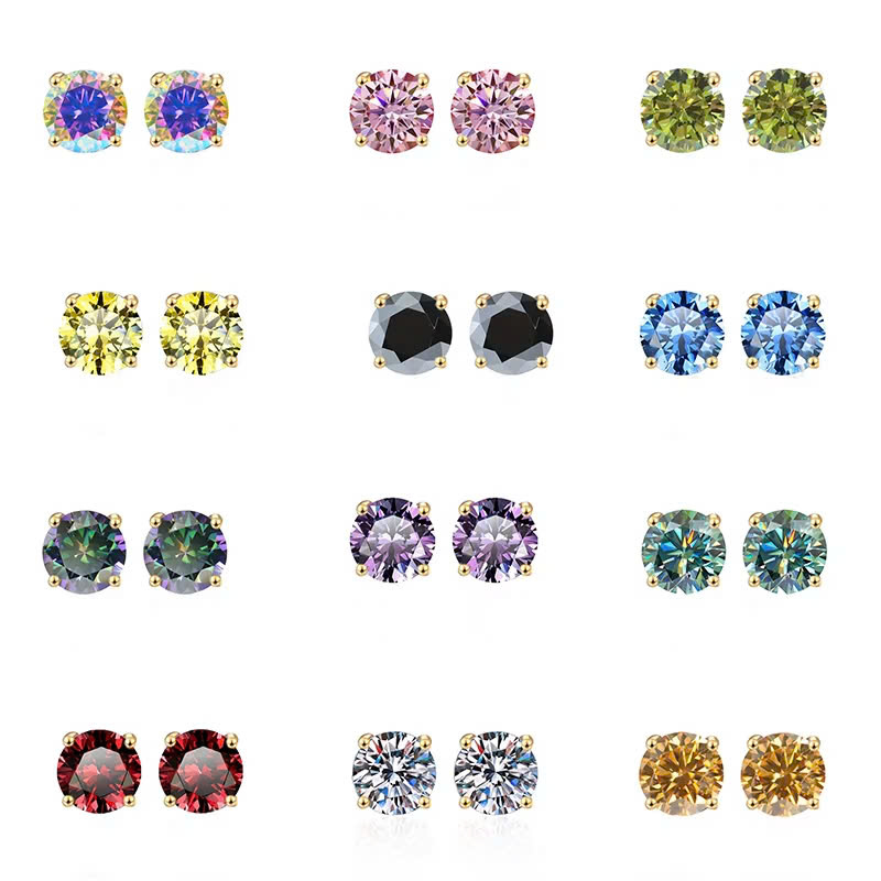 Bông Tai ESME ESES012C Kim Cương Đá Moissanite Bạc 925 Xi Kim 5 lớp