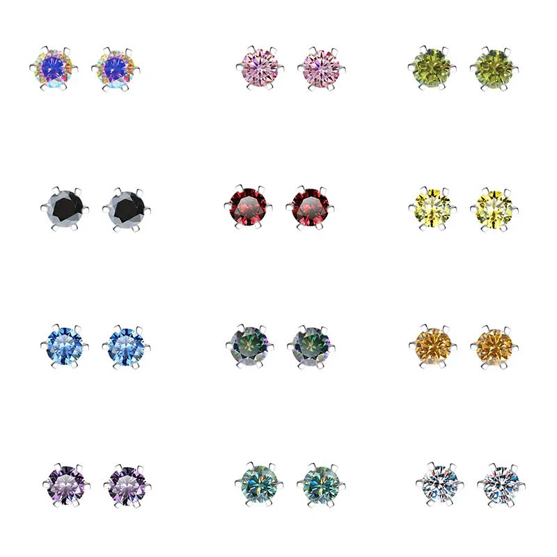 Bông Tai ESME ESES013C Kim Cương Đá Moissanite Bạc 925 Xi Kim 5 lớp