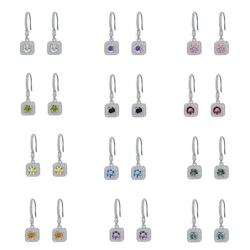 Bông Tai ESME ESES015C Kim Cương Đá Moissanite Bạc 925 Xi Kim 5 lớp