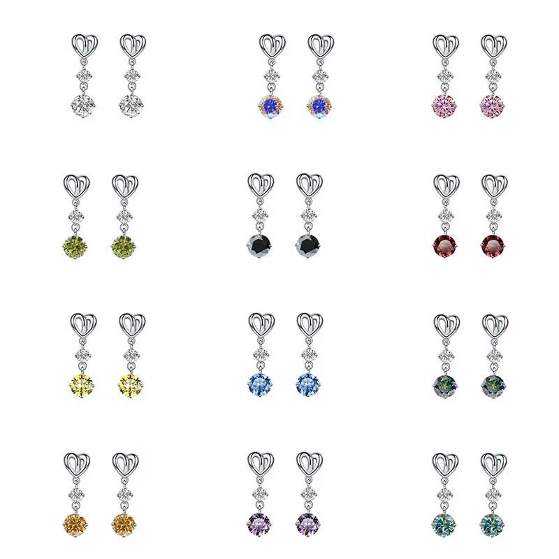Bông Tai ESME ESES017C Kim Cương Đá Moissanite Bạc 925 Xi Kim 5 lớp