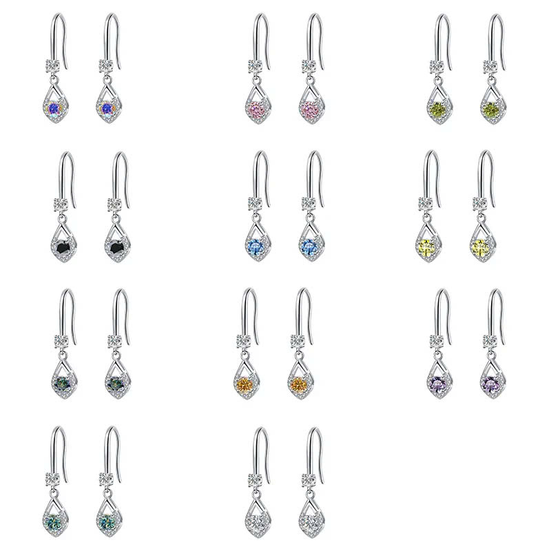 Bông Tai ESME ESES020C Kim Cương Đá Moissanite Bạc 925 Xi Kim 5 lớp