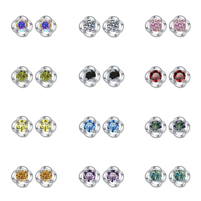 Bông Tai ESME ESES021C Kim Cương Đá Moissanite Bạc 925 Xi Kim 5 lớp