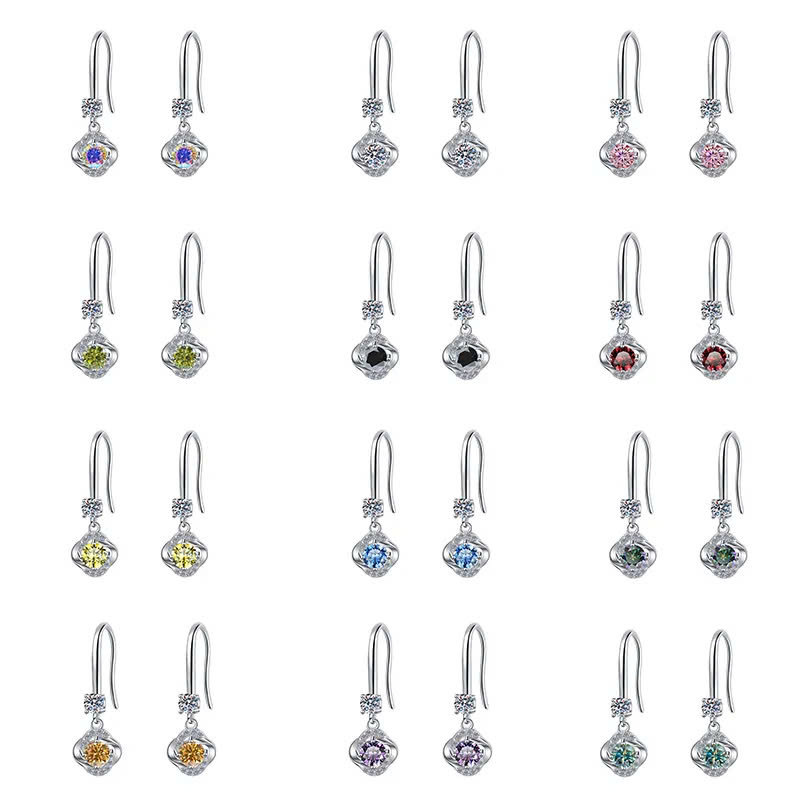 Bông Tai ESME ESES025C Kim Cương Đá Moissanite Bạc 925 Xi Kim 5 lớp
