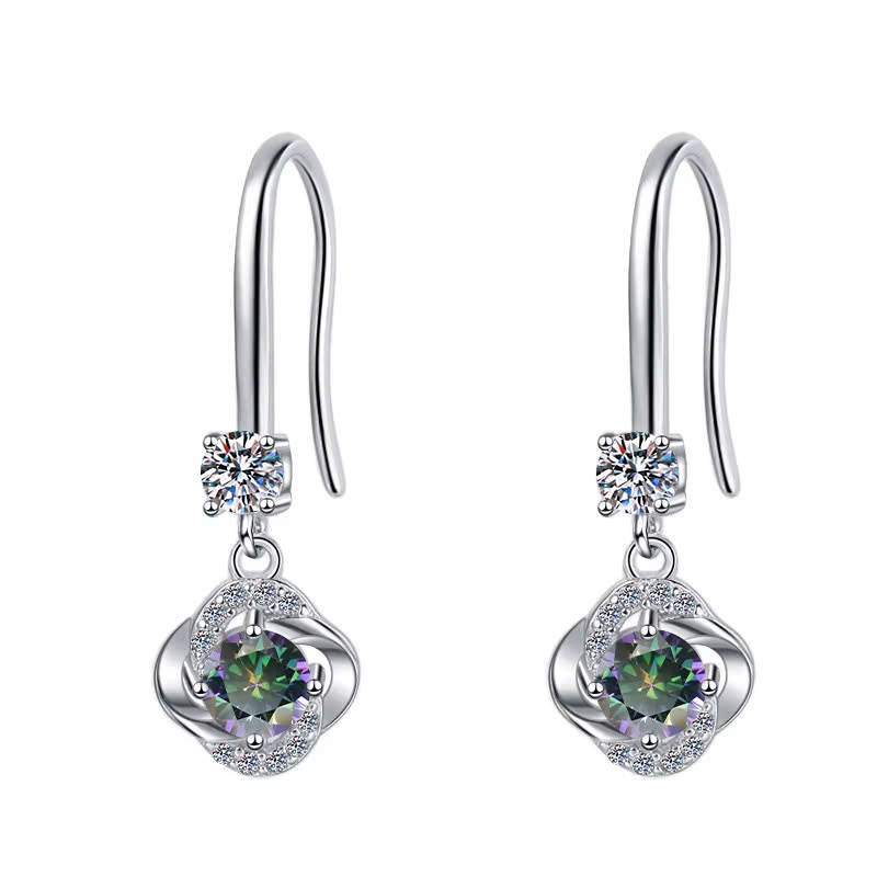 Bông Tai ESME ESES025C Kim Cương Đá Moissanite Bạc 925 Xi Kim 5 lớp