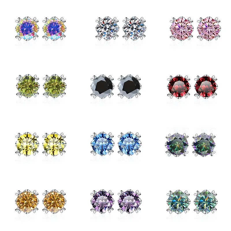 Bông Tai ESME ESES032C Kim Cương Đá Moissanite Bạc 925 Xi Kim 5 lớp