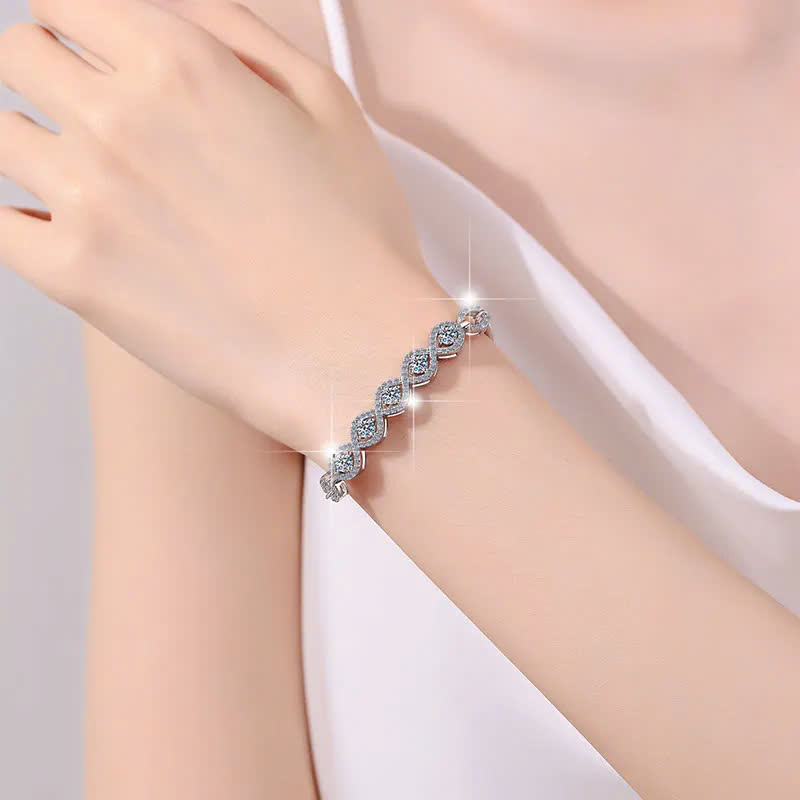 Vòng Tay ESME ESSL022C Kim Cương Đá Moissanite Bạc 925 Xi Kim 5 lớp