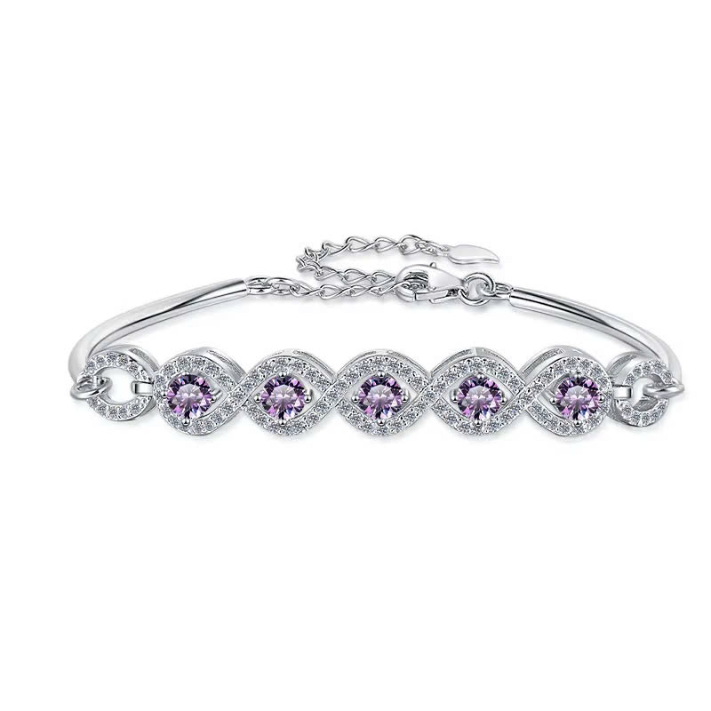 Vòng Tay ESME ESSL022C Kim Cương Đá Moissanite Bạc 925 Xi Kim 5 lớp