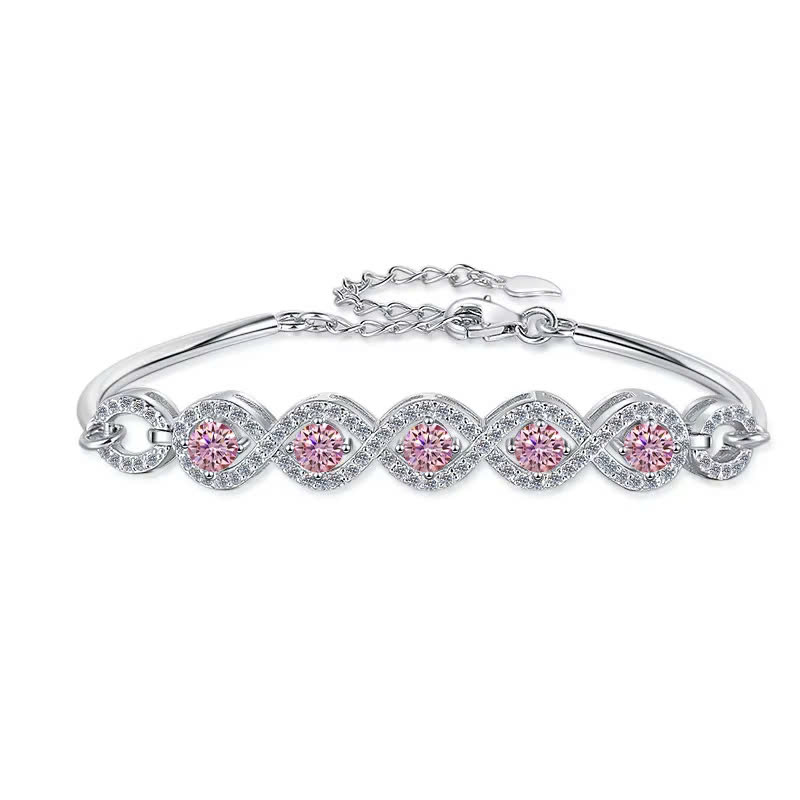 Vòng Tay ESME ESSL022C Kim Cương Đá Moissanite Bạc 925 Xi Kim 5 lớp