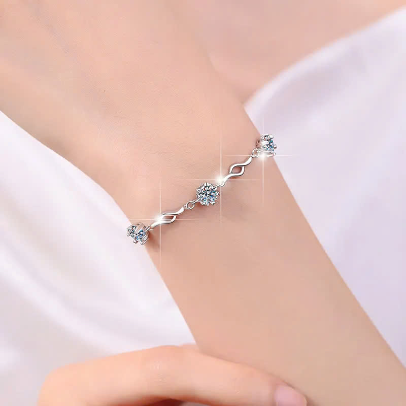 Vòng Tay ESME ESSL023C Kim Cương Đá Moissanite Bạc 925 Xi Kim 5 lớp