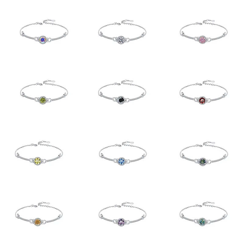 Vòng Tay ESME ESSL003C Kim Cương Đá Moissanite Bạc 925 Xi Kim 5 lớp