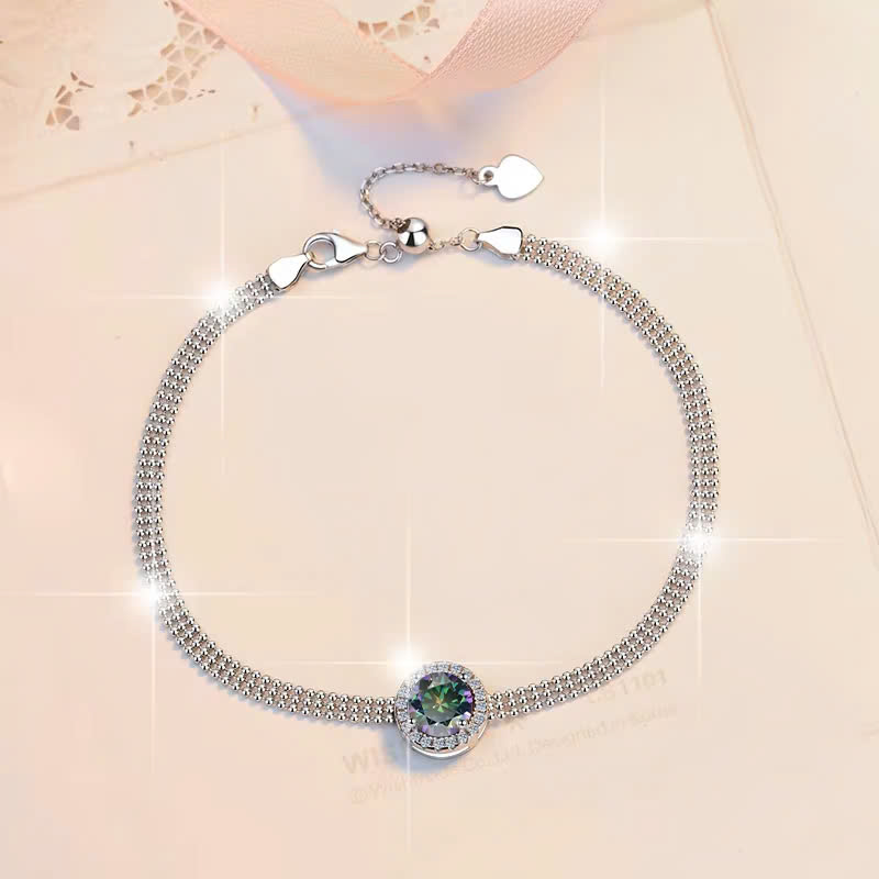 Vòng Tay ESME ESSL017C Kim Cương Đá Moissanite Bạc 925 Xi Kim 5 lớp