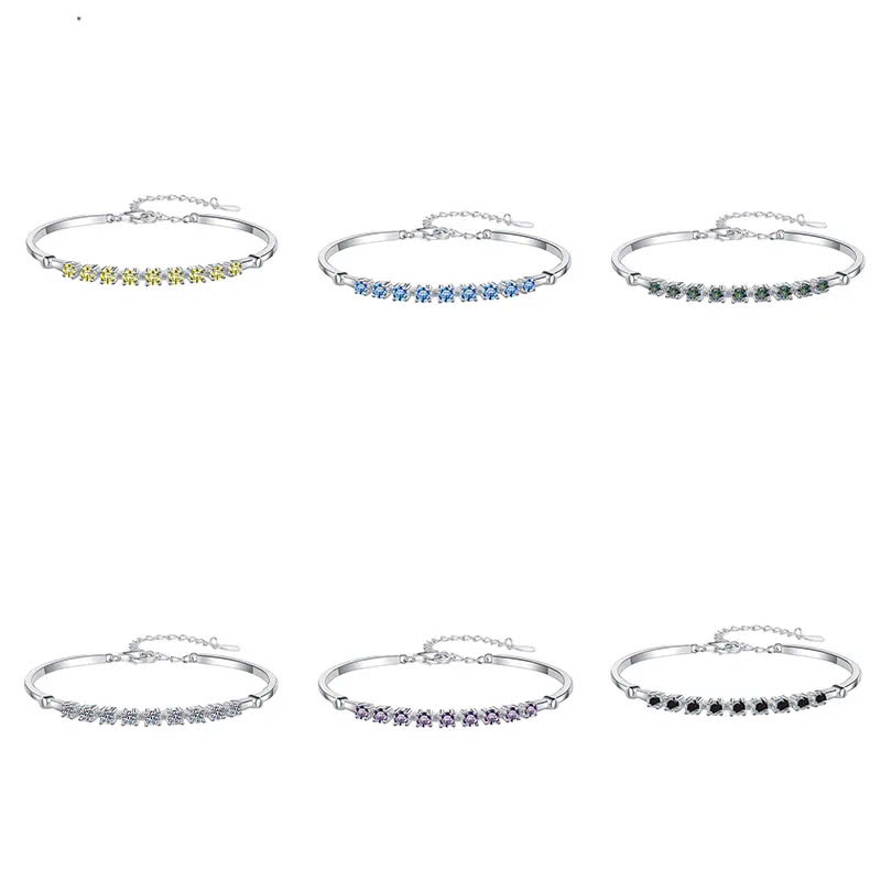 Vòng Tay ESME ESSL011C Kim Cương Đá Moissanite Bạc 925 Xi Kim 5 lớp