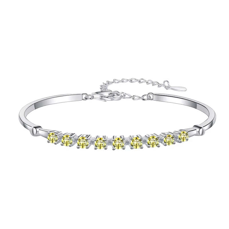 Vòng Tay ESME ESSL011C Kim Cương Đá Moissanite Bạc 925 Xi Kim 5 lớp