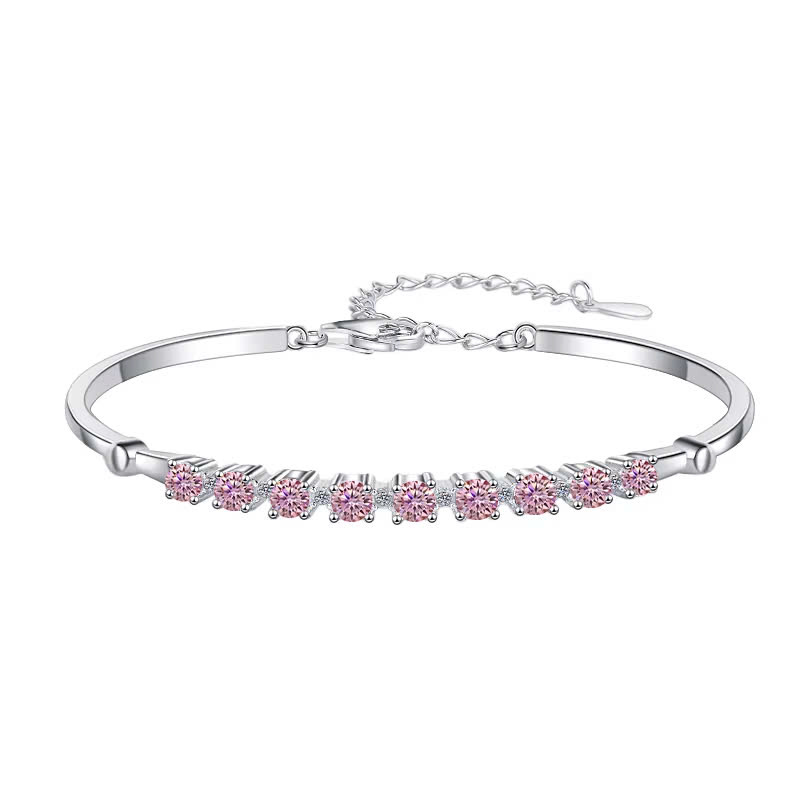 Vòng Tay ESME ESSL011C Kim Cương Đá Moissanite Bạc 925 Xi Kim 5 lớp