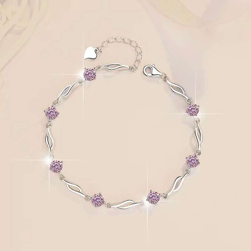 Vòng Tay ESME ESSL012C Kim Cương Đá Moissanite Bạc 925 Xi Kim 5 lớp
