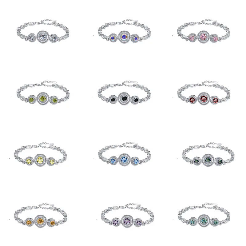Vòng Tay ESME ESSL015C Kim Cương Đá Moissanite Bạc 925 Xi Kim 5 lớp