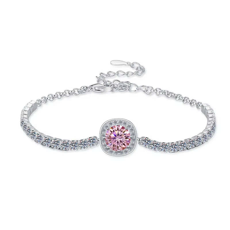 Vòng Tay ESME ESSL024C Kim Cương Đá Moissanite Bạc 925 Xi Kim 5 lớp