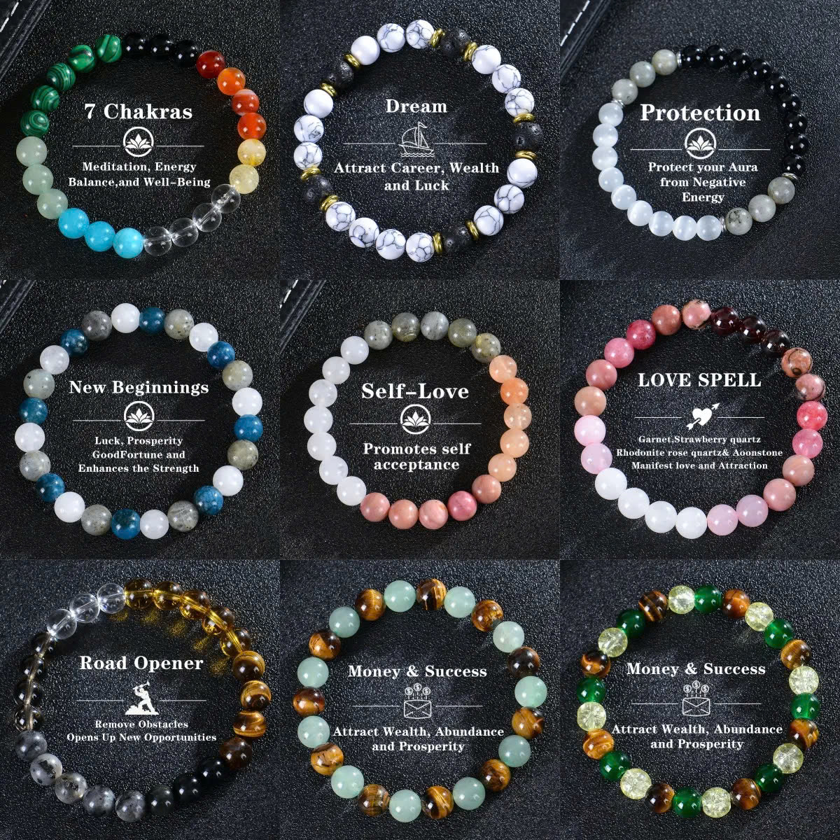 Vòng Tay Trang Sức Đá tự nhiên Charms Wealth Beaded Bracelet