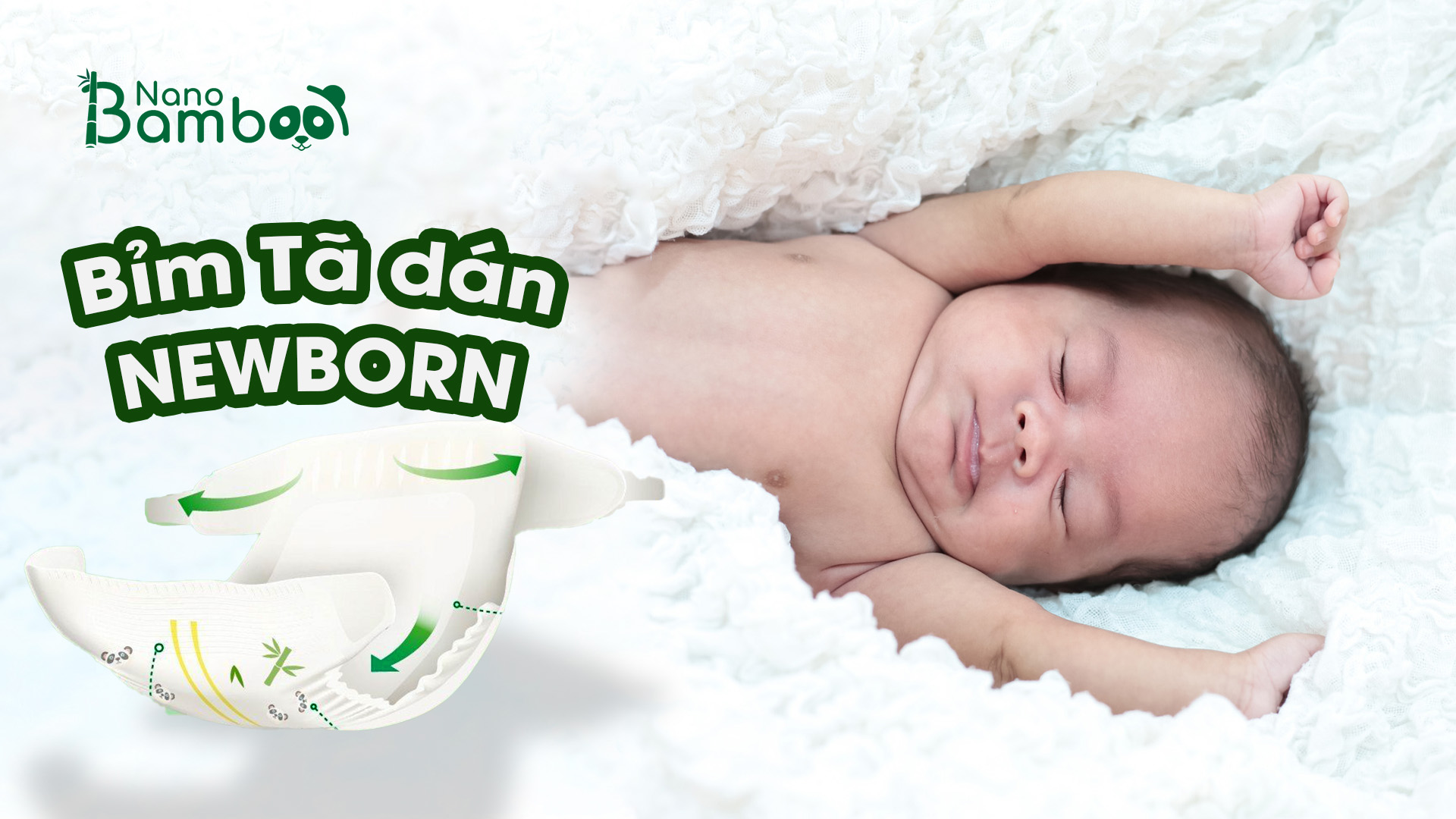 Bỉm tã dán Newborn Nano Bamboo 56 miếng