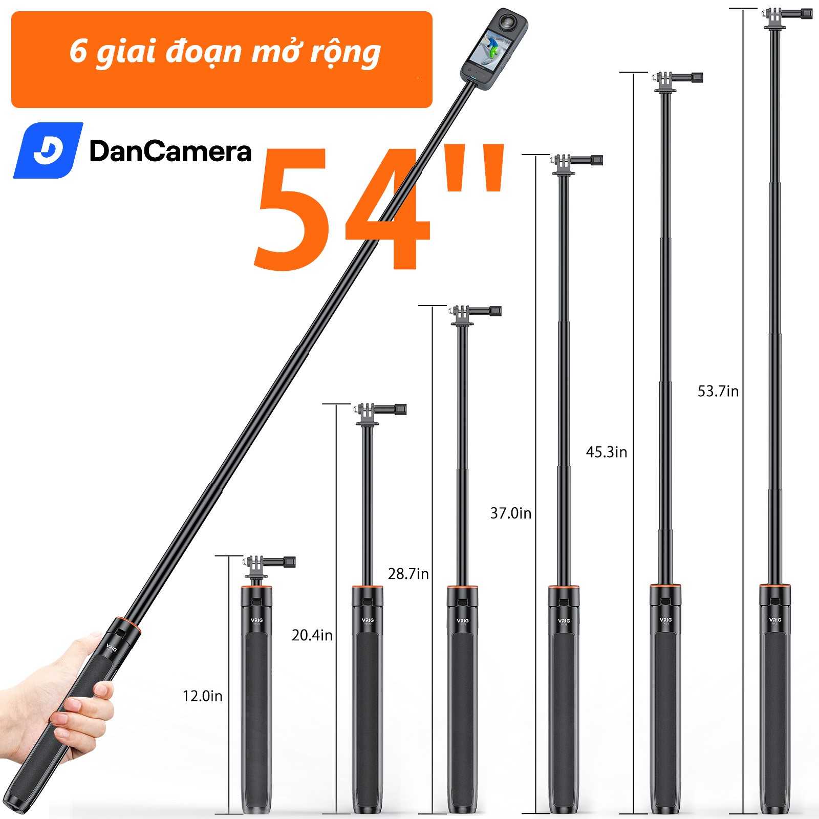 Gậy Selfie stick và tripod dành cho máy quay hành động | Vrig TP-21