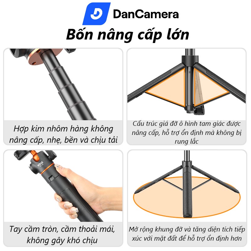 Gậy Selfie Vrig TP 16 Đầu Bi Linh Hoạt 130cm