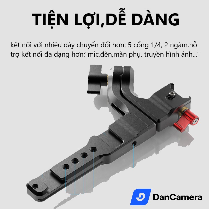 Tay cầm CNC Uurig hỗ trợ quay video có giá gắn đèn,mic kiêm sạc điện thoại không dây