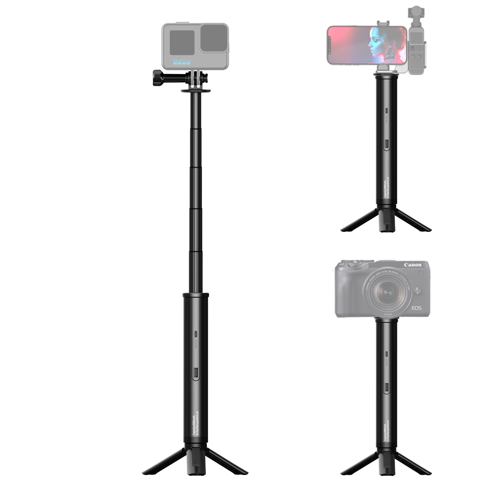 Gậy kiêm sạc dự phòng cho Gopro phụ kiện Uurig TP-04