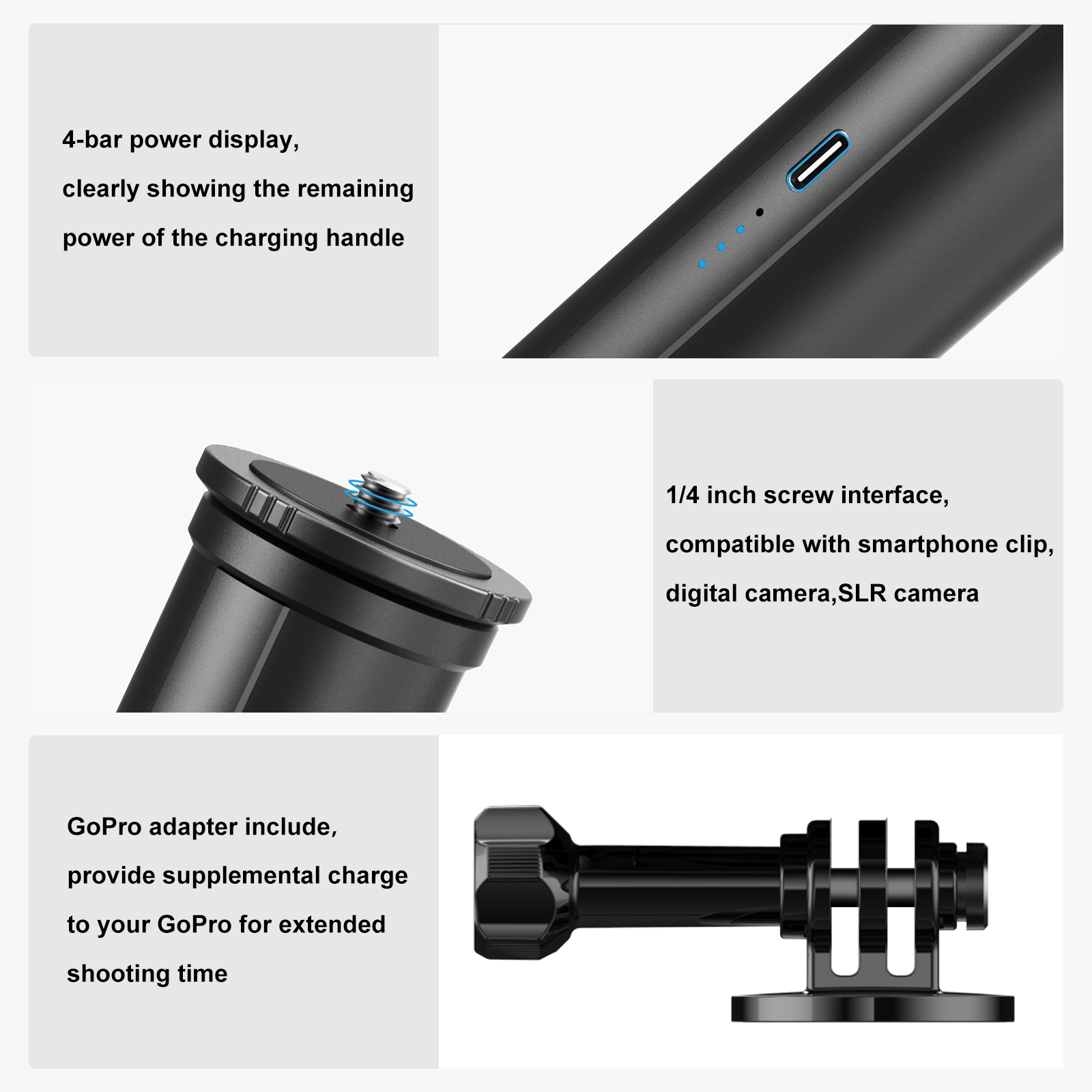 Gậy kiêm sạc dự phòng cho Gopro phụ kiện Uurig TP-04