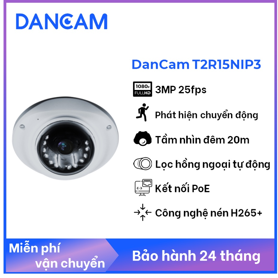 Camera IP PoE trong nhà DanCam T2R15NIP3 | Camera Phát Hiện chuyển động, quan sát Ban Đêm, Giám Sát An Ninh Gia Đình