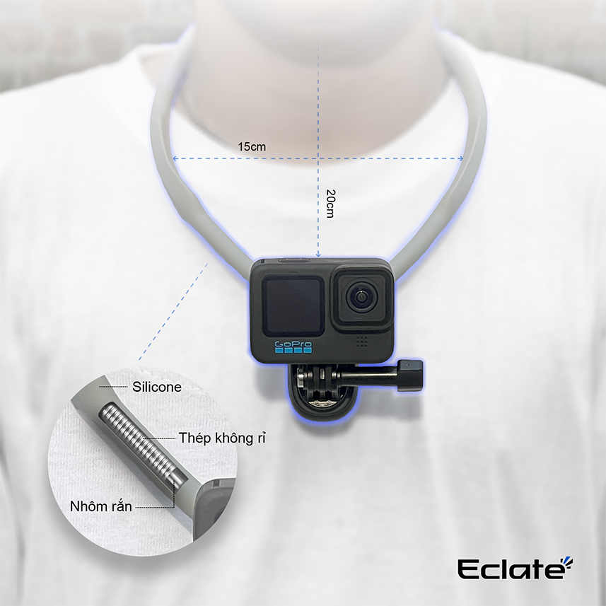 Vòng đeo cổ cho action camera, điện thoại Eclate | Gopro,dji,insta360 | sillicone cao cấp