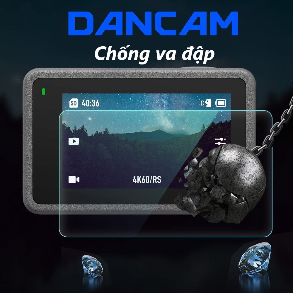 Bộ 3 miếng kính cường lực DJI Action 4 | Hàng cao cấp