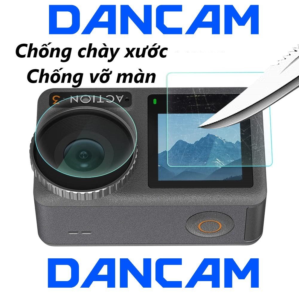 Bộ 3 miếng kính cường lực DJI Action 4 | Hàng cao cấp