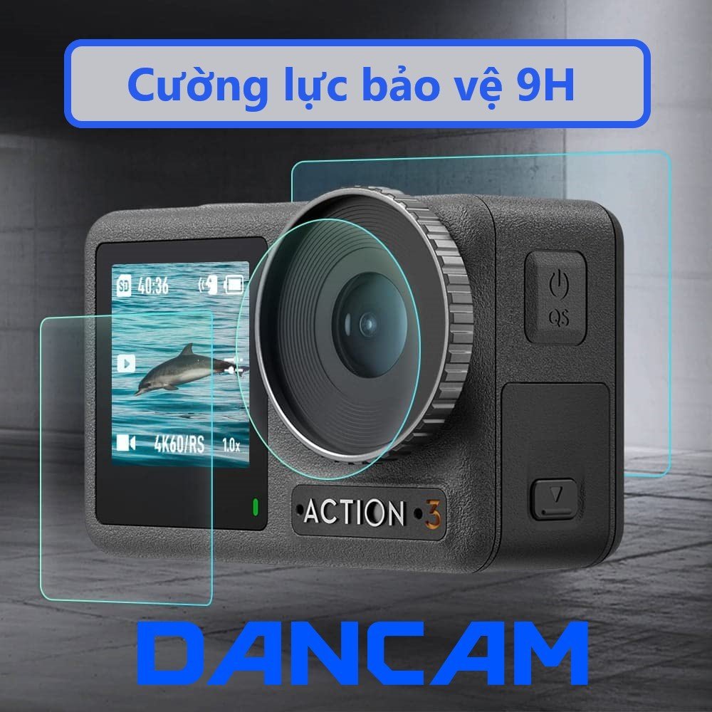 Bộ 3 miếng kính cường lực DJI Action 4 | Hàng cao cấp