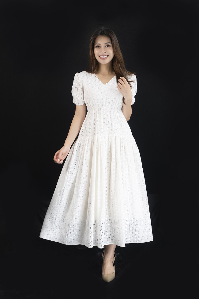 Váy trắng tiểu thư vintage dáng dài / minashouse - Đầm, váy nữ |  ThờiTrangNữ.vn