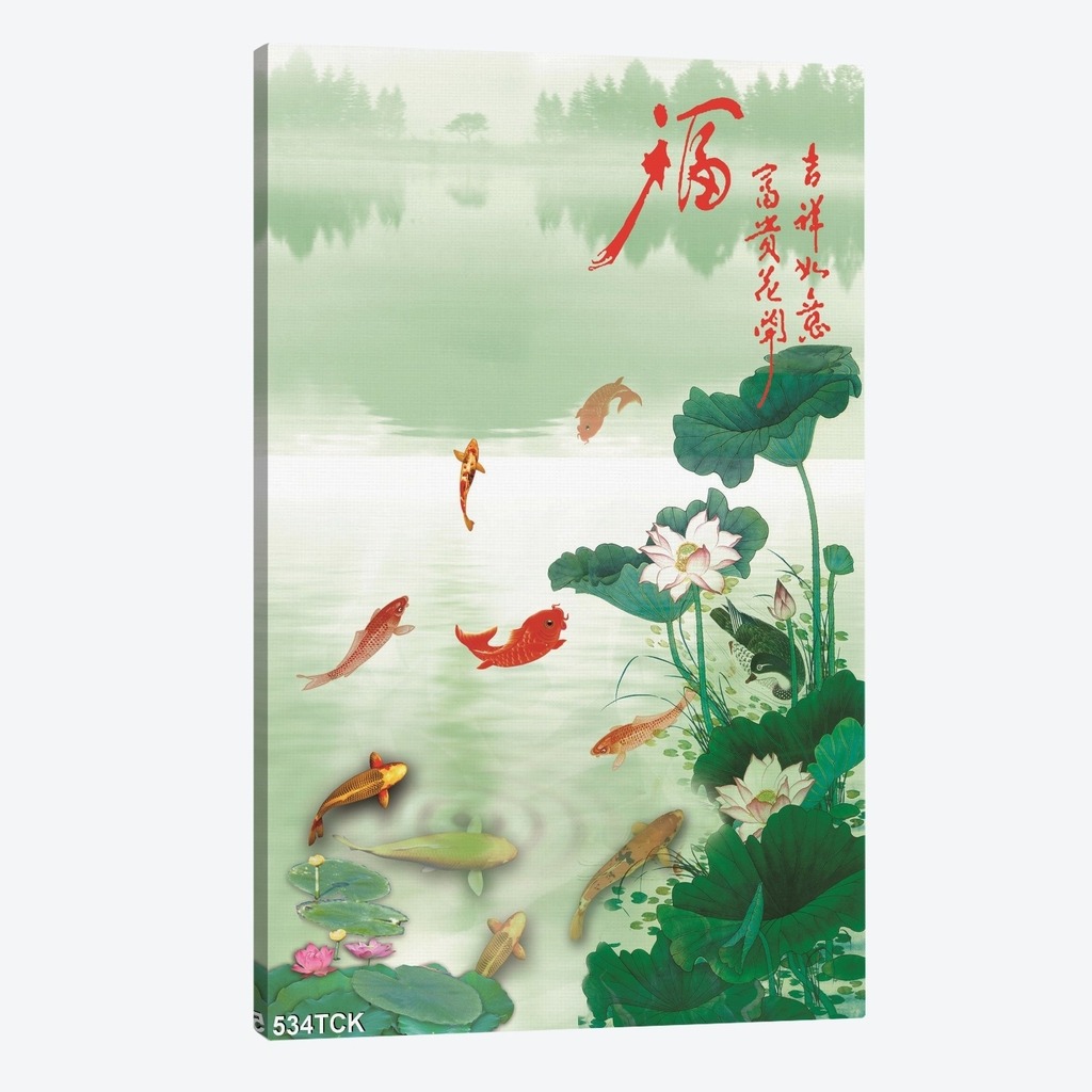 Tranh Đàn cá trong hồ sen 534TCK