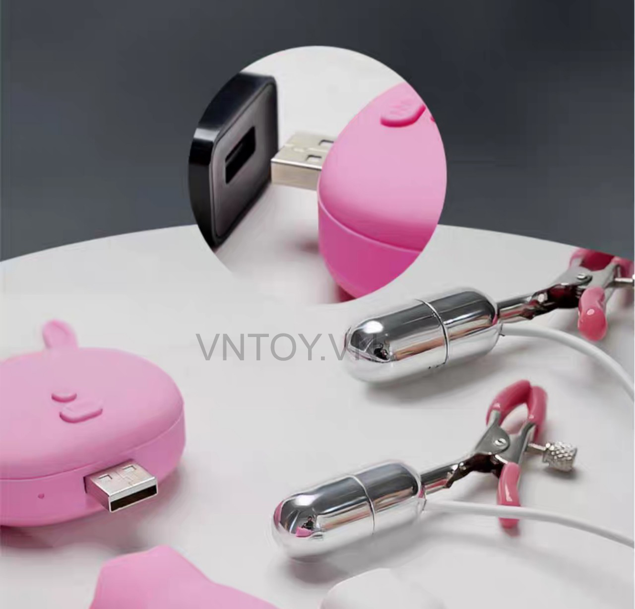 Trứng rung kích thích nhũ hoa kẹp ti sạc pin cao cấp